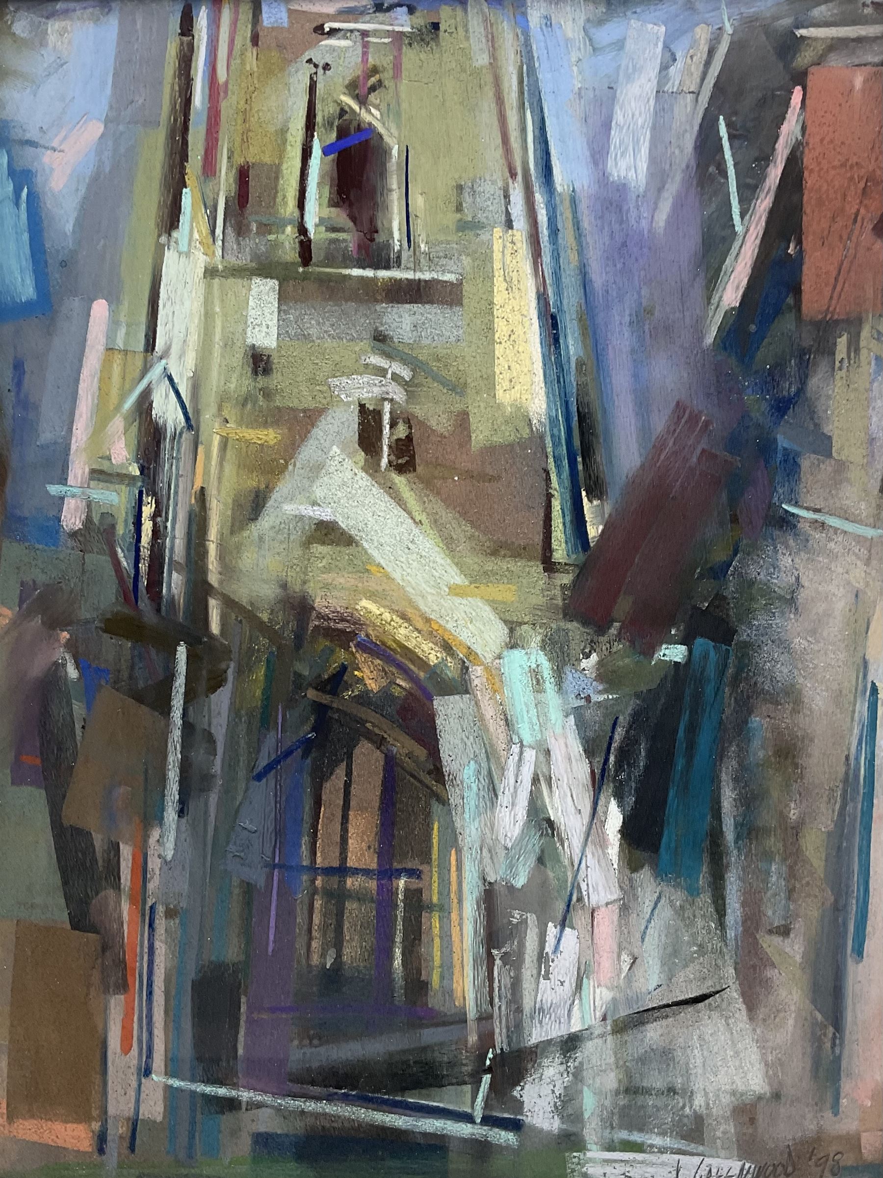 David Greenwood (Northern British Contemporary): 'Fountains Abbey - Huby's Tower', pastel signed and dated '98, titled on label verso 30.5cm x 23cm 
Provenance: with Chantry House Gallery, Ripley, Harrogate, label verso