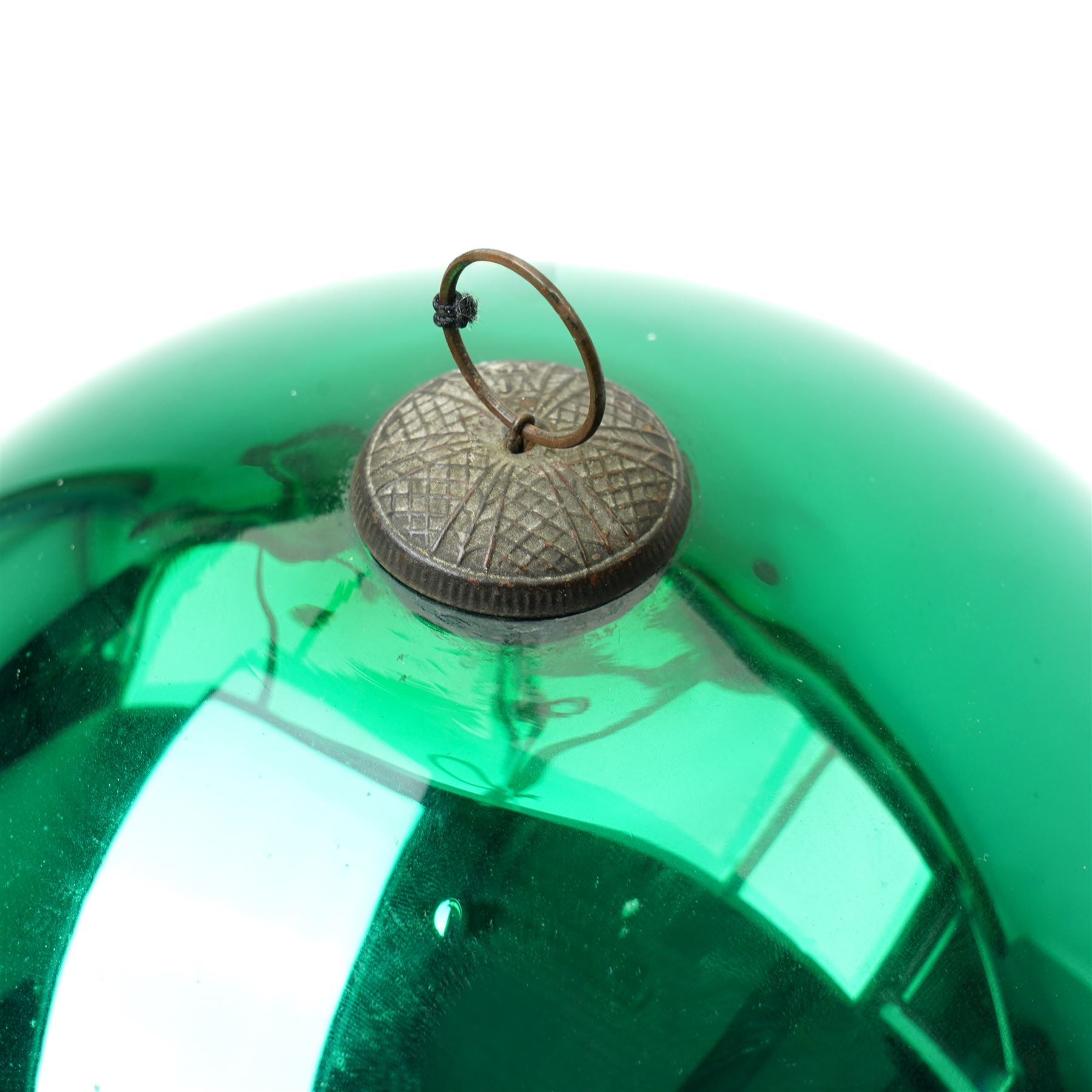Green glass witches ball, circumference 65cm 
