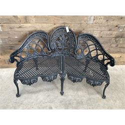 Victorian design cast aluminium garden two seat bench in black finish 
