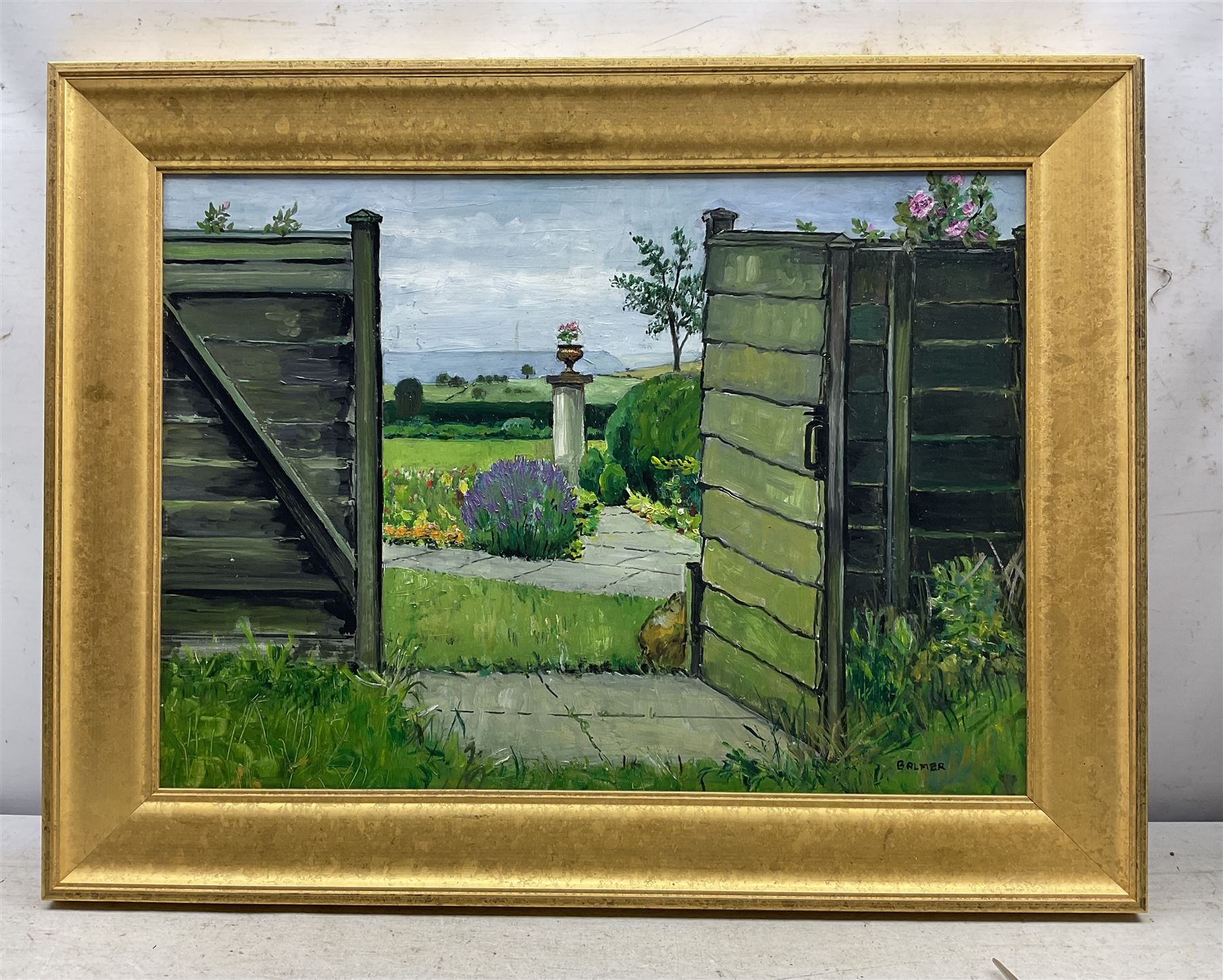 Don Micklethwaite (British 1936-): Aerial View of Flamborough Head, oil on board signed 45cm x 60cm; together with an impressionist oil signed Balmer (2)