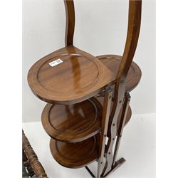 Early 20th century mahogany five tier folding plate rack and a small beech child's rocking chair