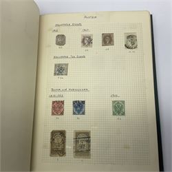 World stamps including Andorra, Austria with 1858 and later issues, Belgium with imperfs and later, Belgium, Cuba, Czechoslovakia, Denmark, Ireland, France, Germany with Hamburg, Lubeck, Oldenburg, Saxony etc, Greece, Hungary, the Netherlands, Spain etc, housed in two albums 