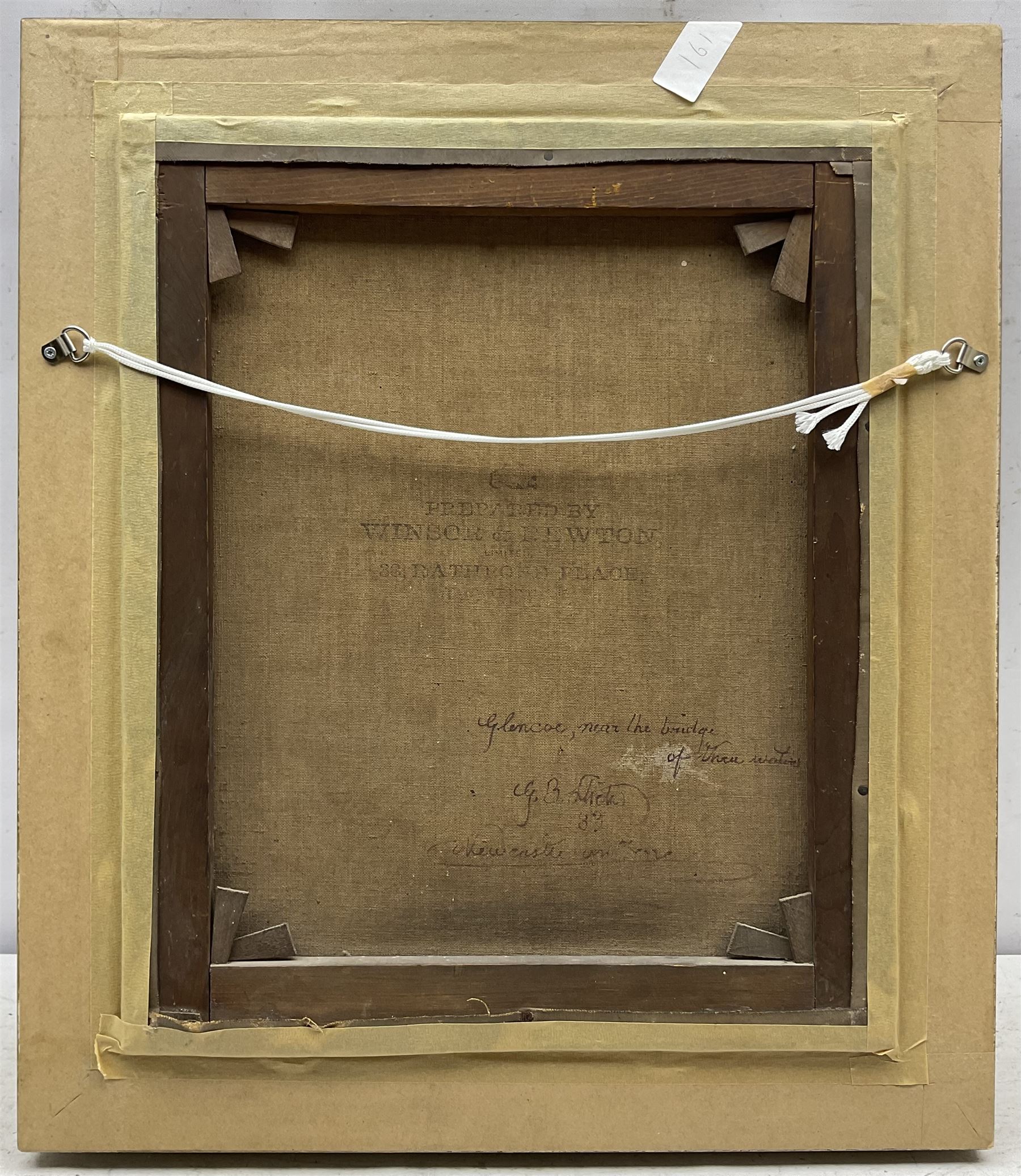 George Blackie Sticks (British 1843-1900): 'Glencoe - Near the Bridge of Three Waters', oil on canvas, signed titled and dated '83 verso 44cm x 36cm