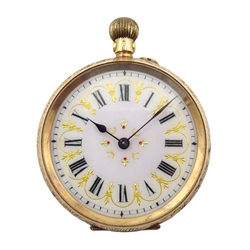  Continental gold ladies top wind enamel pocket watch, stamped 14c  
