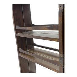 Laura Ashley - contemporary 'Garret' birch and dark chestnut finish bar cabinet, rectangular top with fold-out sides, double front doors enclosing shelving, wine racks, and glass storage, built-in stemware racks and bottle compartments, raised on plinth base