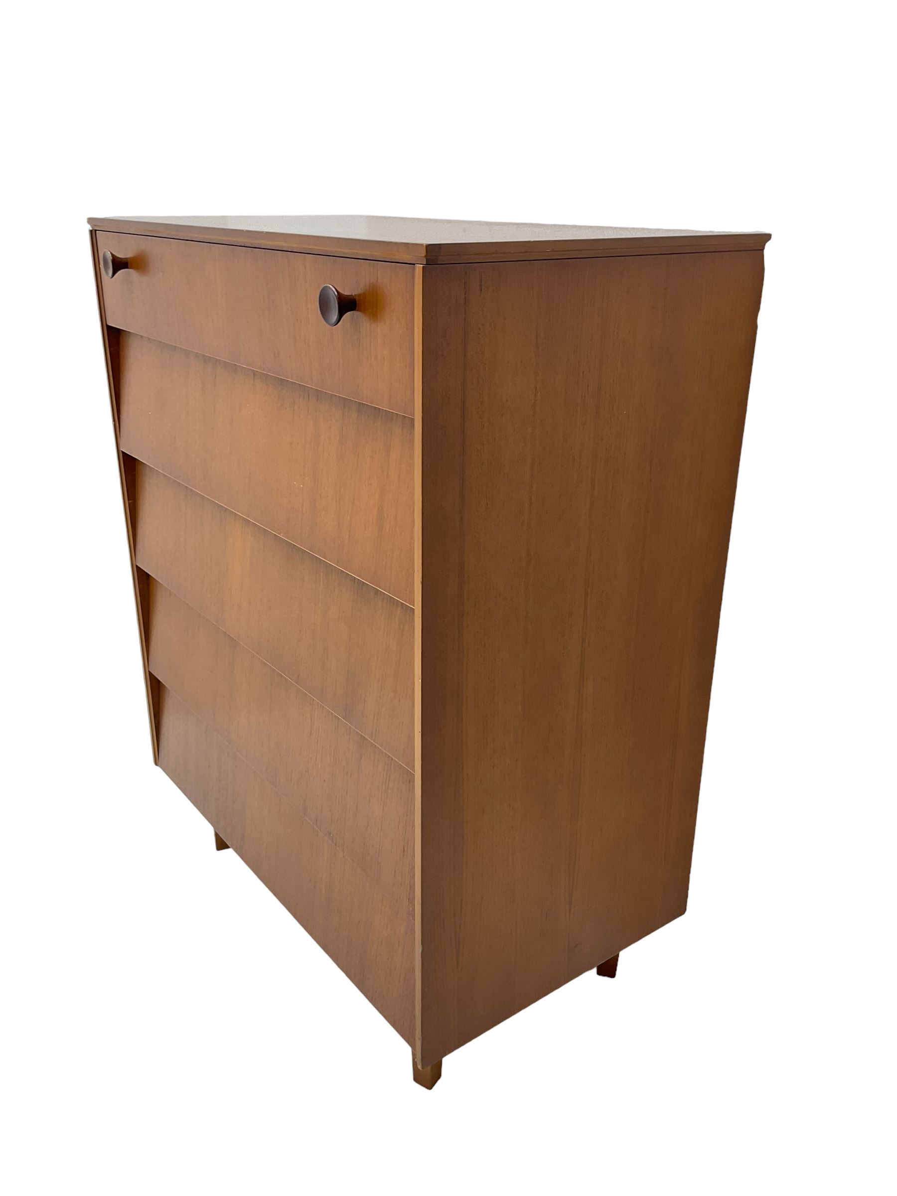 Avalon Yatton - mid-20th century teak chest, fitted with five drawers, on square tapering supports