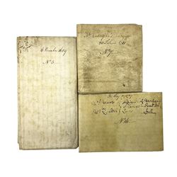 Three 17th/18th century manuscript deeds on vellum relating to properties in Bowling Alley Lane, Hull - one dated 16/12/1689 with seal 44 x 65cm; mortgage dated 20/2/1711 56 x 74cm; and assignment of mortgage dated 5/5/1727 with seal; all folded (3)