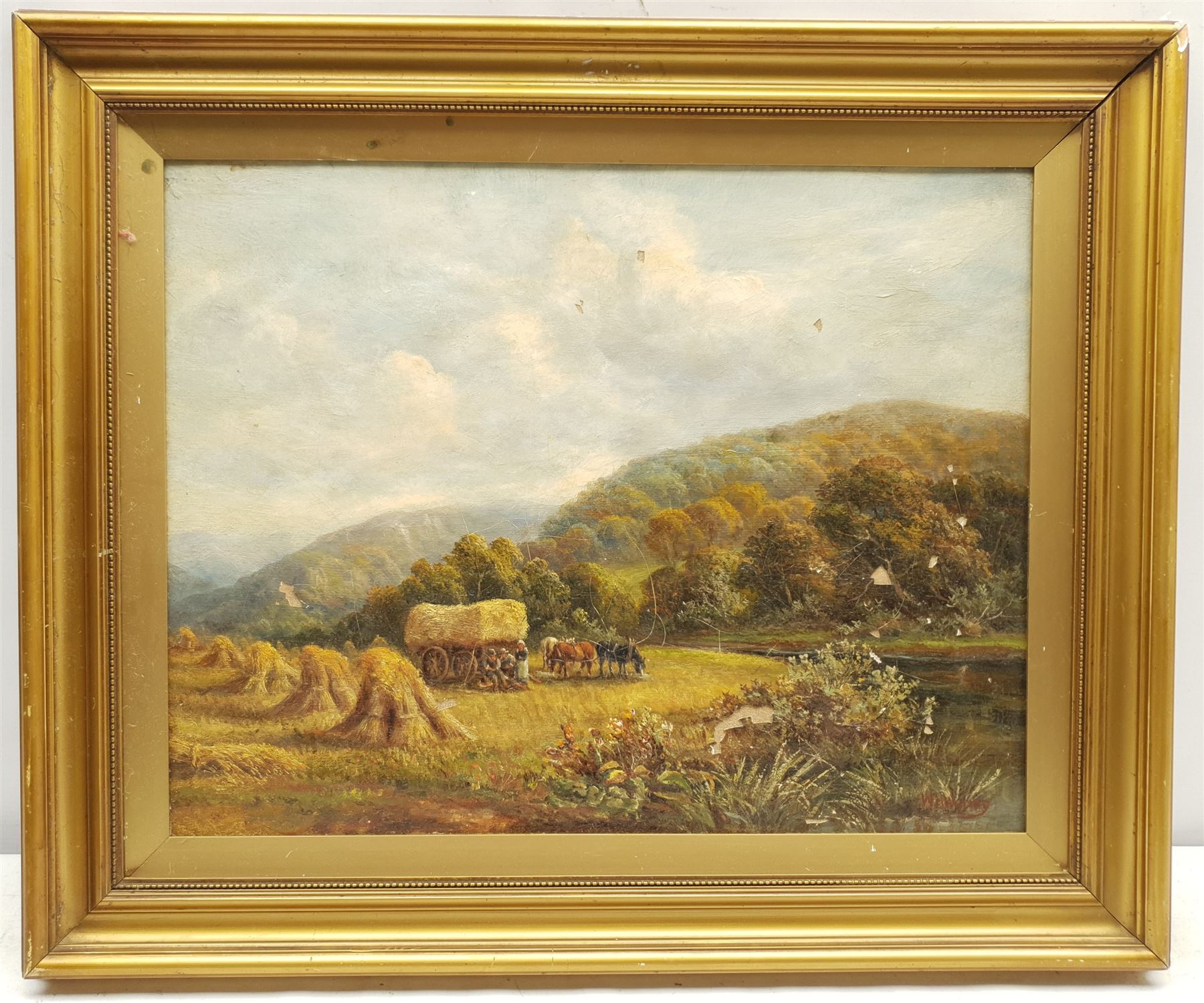 William Henry Waring (British 1886-1928): Harvesting, oil on canvas signed 35cm x 45cm