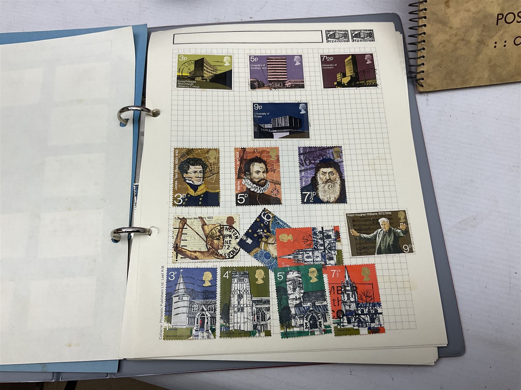 Various empty albums and folders, World stamps including Afghanistan, Bulgaria, Chile, Cuba, Czechoslovakia, British Antarctic Territory, Peru etc, in one box