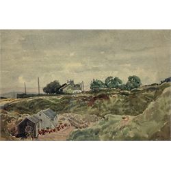 Joseph Pighills (British 1902-1984): The Chicken Farm, watercolour signed 25cm x 37cm