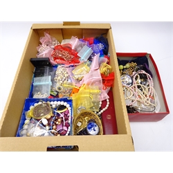  Large collection of costume jewellery in two boxes   