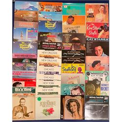 Great British and World stamps including two Queen Victoria penny black stamps, both with black MX cancels, King George V seahorse stamp,  World stamps including Austria, Belgium, Cyprus, Finland, France, Gibraltar, Italy, Hong Kong etc, in two albums and loose and a small number of mixed coins