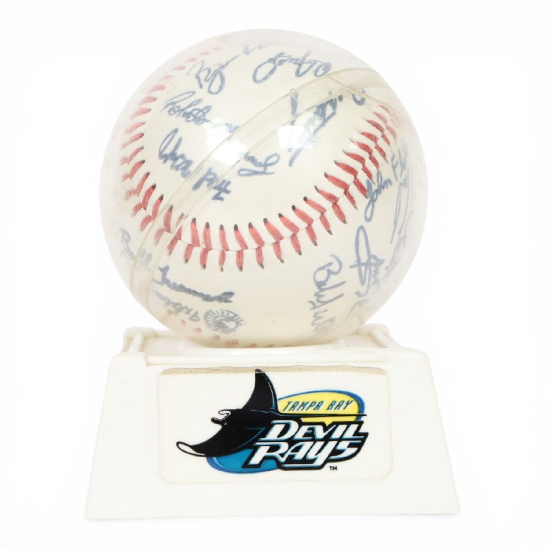 Signed Nolan Ryan with HOF '99 inscription, Rawlings baseball, contained within an acrylic display box, with authenticity hologram and certificate, together with a signed Tampa Bay Devil Rays baseball