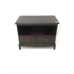 Stag mahogany television stand, single shelf above two drawers, shaped supports