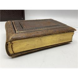 Victorian leather bound musical photo album, together with another victorian photo album, with photographs 