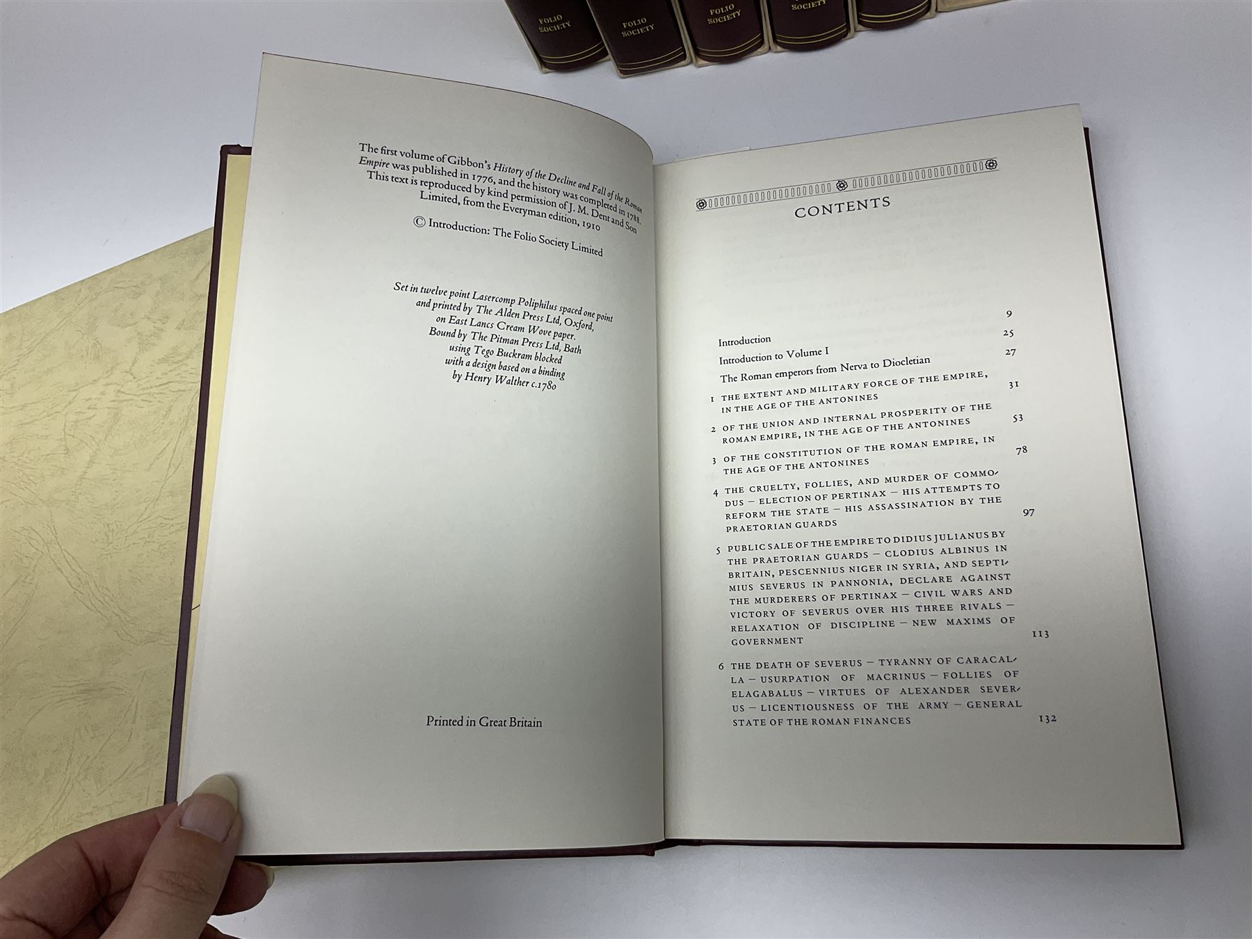 Folio Society - eighteen volumes including The History of the Decline and Fall of the Roman Empire, eight volumes, The History of England, five volumes etc, all with slip covers 