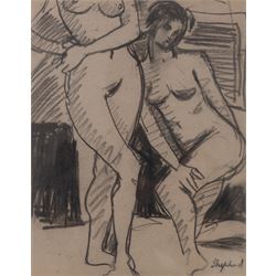 Sidney Horne Shepherd (British 1909-1993): Life Drawing, graphite on paper signed 30cm x 24cm; Maurice Feild (British 1905-1988): The Artist in the Studio, mixed media unsigned 16.5cm x 21cm (2)