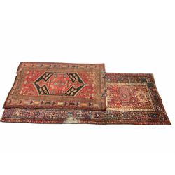Large Persian red ground runner and a Persian rug