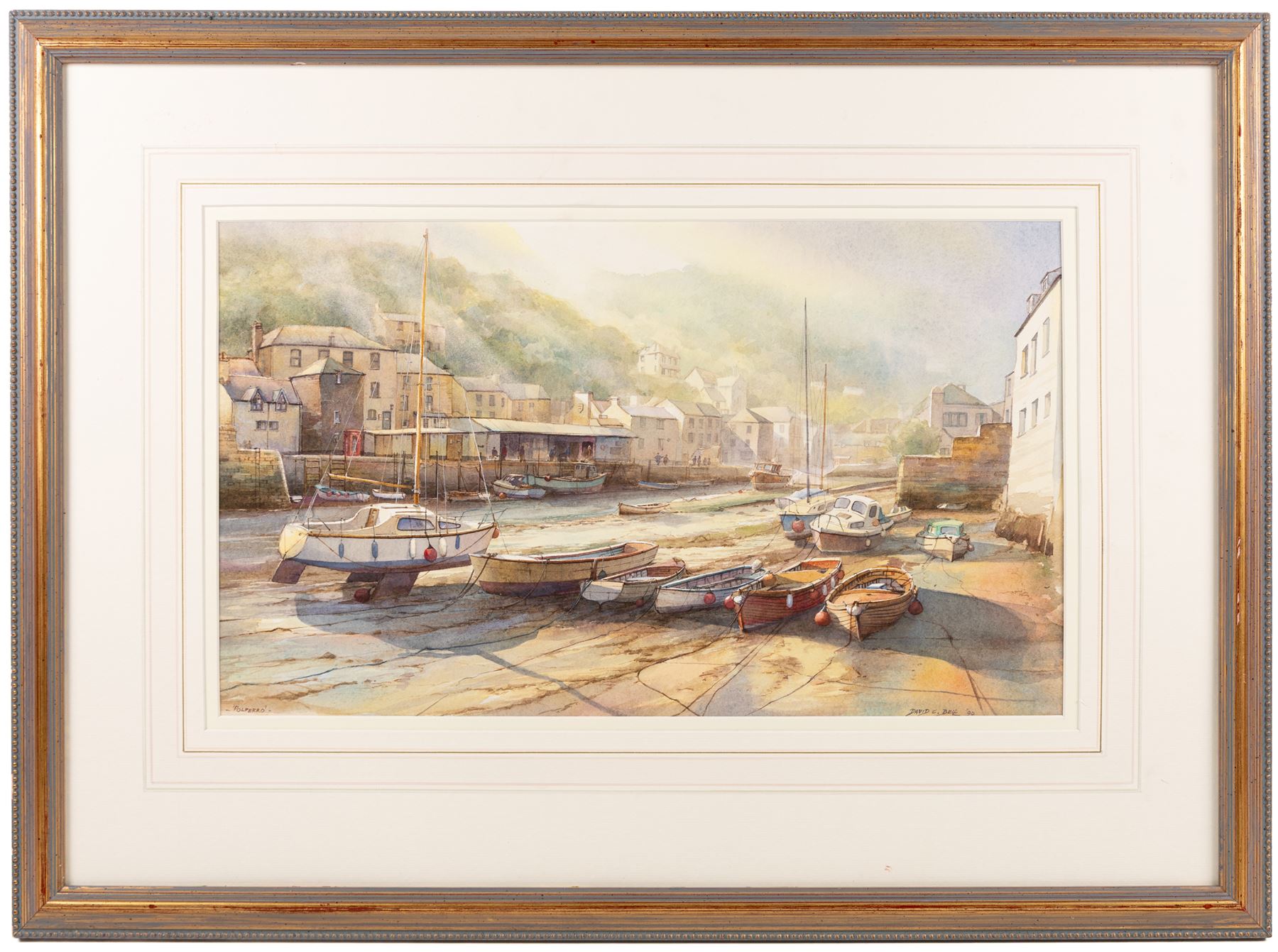 David C Bell (British 1950-): ‘Low Tide – Polperro', watercolour signed and dated 1994, titled verso 33cm x 56.5cm