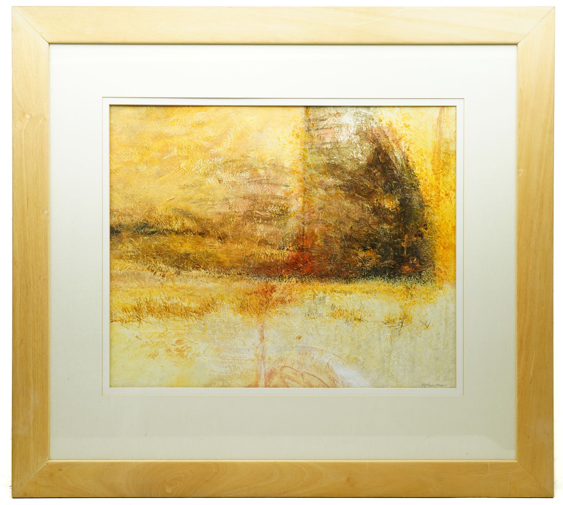 Keith Mountain (Yorkshire 1944-): Orange Abstract, mixed media signed 54cm x 67cm