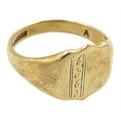 9ct gold signet ring, hallmarked