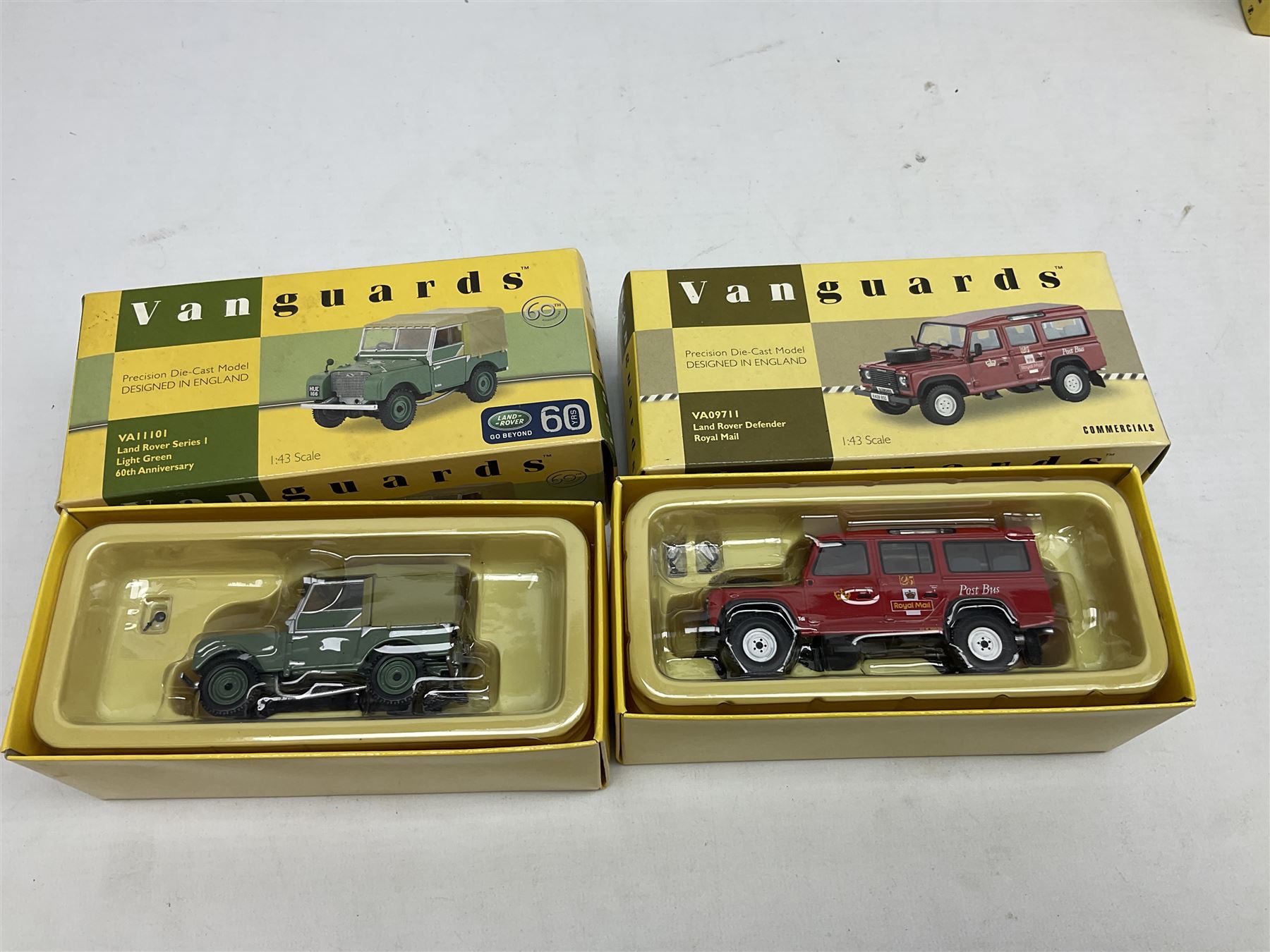 Eight Vanguards die-cast models by Corgi, Hornby and Lledo including Land Rovers, Ford Anglia and Triumph; together with thirteen other modern die-cast models by Bburago, Oxford, Atlas, EFE, Solido etc; all boxed; and small quantity of unboxed and playworn models
