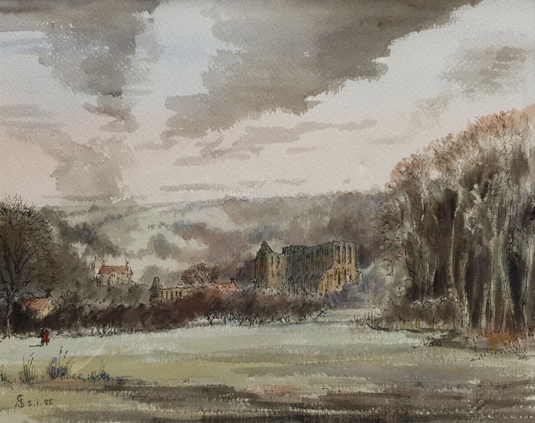 Sir Arthur David Saunders Goodall (British 1931-2016): Byland Abbey, Rievaulx Abbey, and 'Saligao Goa', three watercolours signed with monogram and variously dated, max 24cm x 30cm (3)
Notes: David Goodall was a British diplomat and High Commissioner to India from 1987-1991. His interest in painting began at school at Ampleforth College, but he only started painting seriously twenty years later after reading Churchill's 'Painting as a Pastime'.