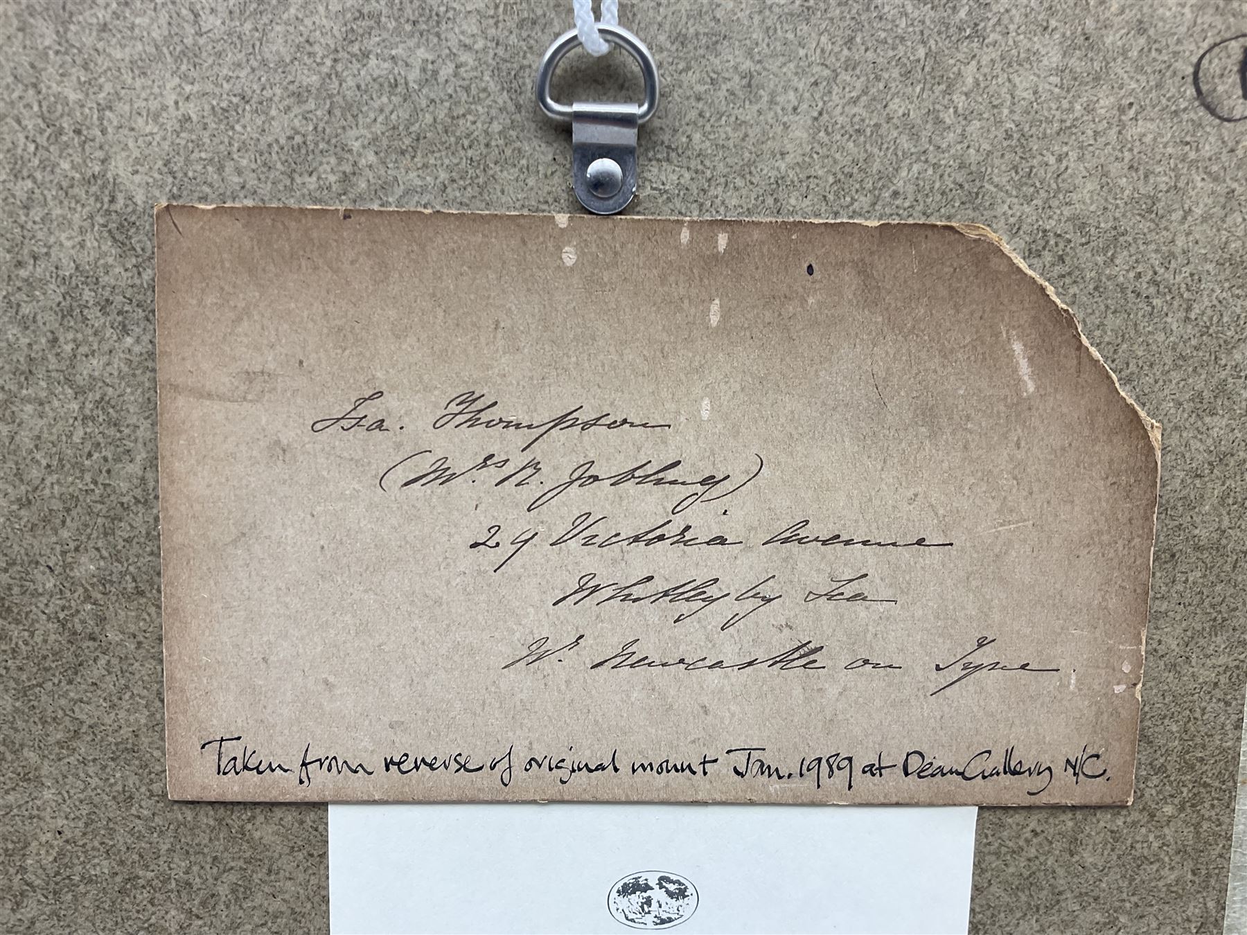 Isabella 'Isa' Jobling (nee Thompson) (Staithes Group 1851-1926): 'The Miller's Daughter' - Climbing the Ladder, watercolour signed with initials, titled on gallery label with artist's original address label verso 15cm x 11cm 
Provenance: exh. the Dean Gallery, Newcastle, January 1989, label verso 
Notes: one of three illustrations Isa painted for the Alfred Tennyson poem of the same titled. Painted after her marriage to Robert Jobling in 1893.