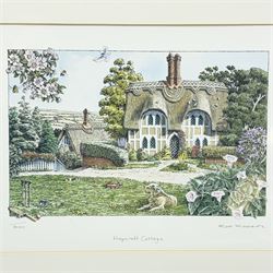 Eighteen Lilliput lanes, including Lundy Lighthouse, Bluebell Wood, St Marys, Winsor Cottage etc, all with original boxes and four limited edition Lilliput Lane prints 