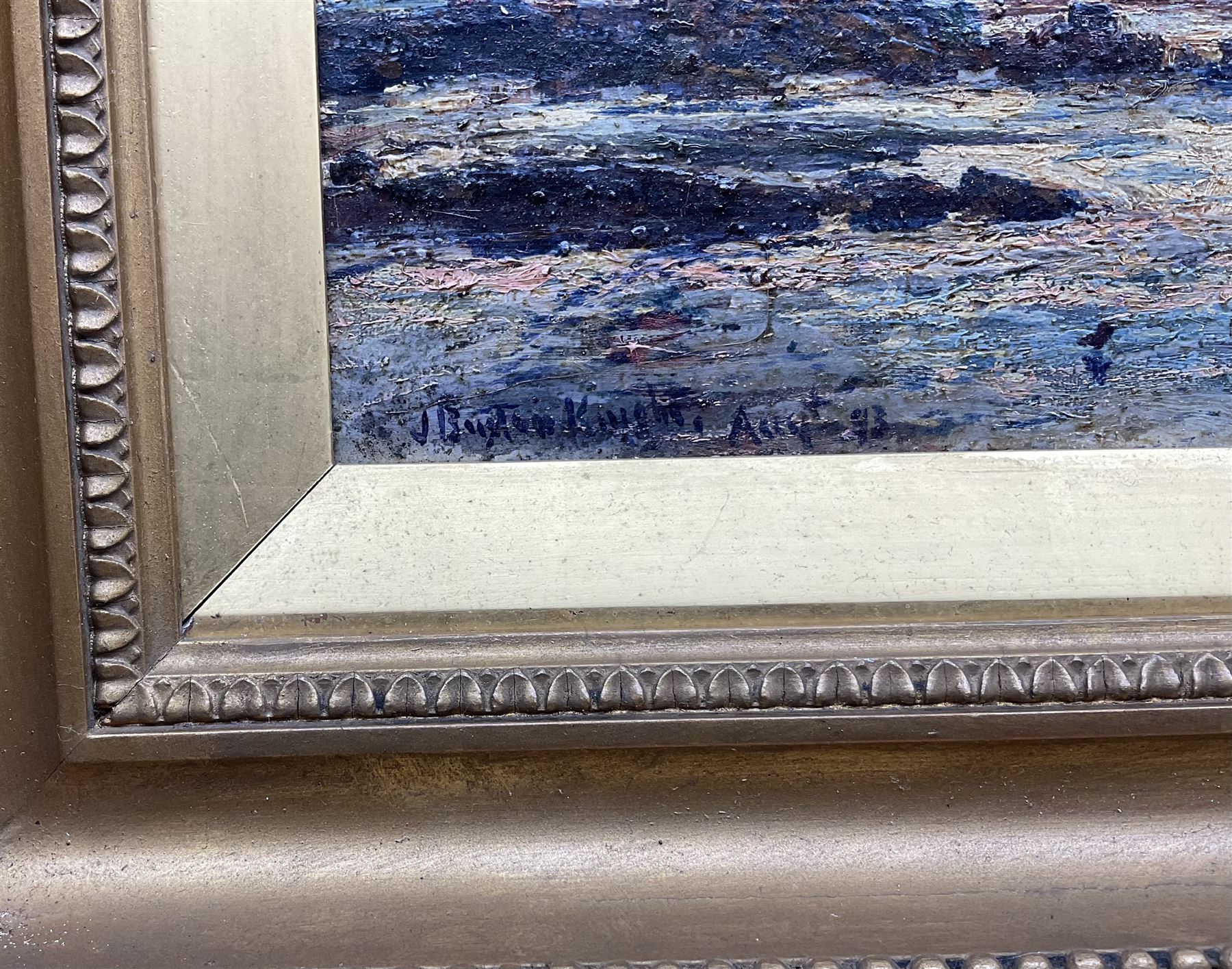 John William Buxton Knight RBA (British 1842-1908): View Towards Arnside and Shore Scene, two oils on canvas signed and dated '93, 24cm x 30cm (2) 