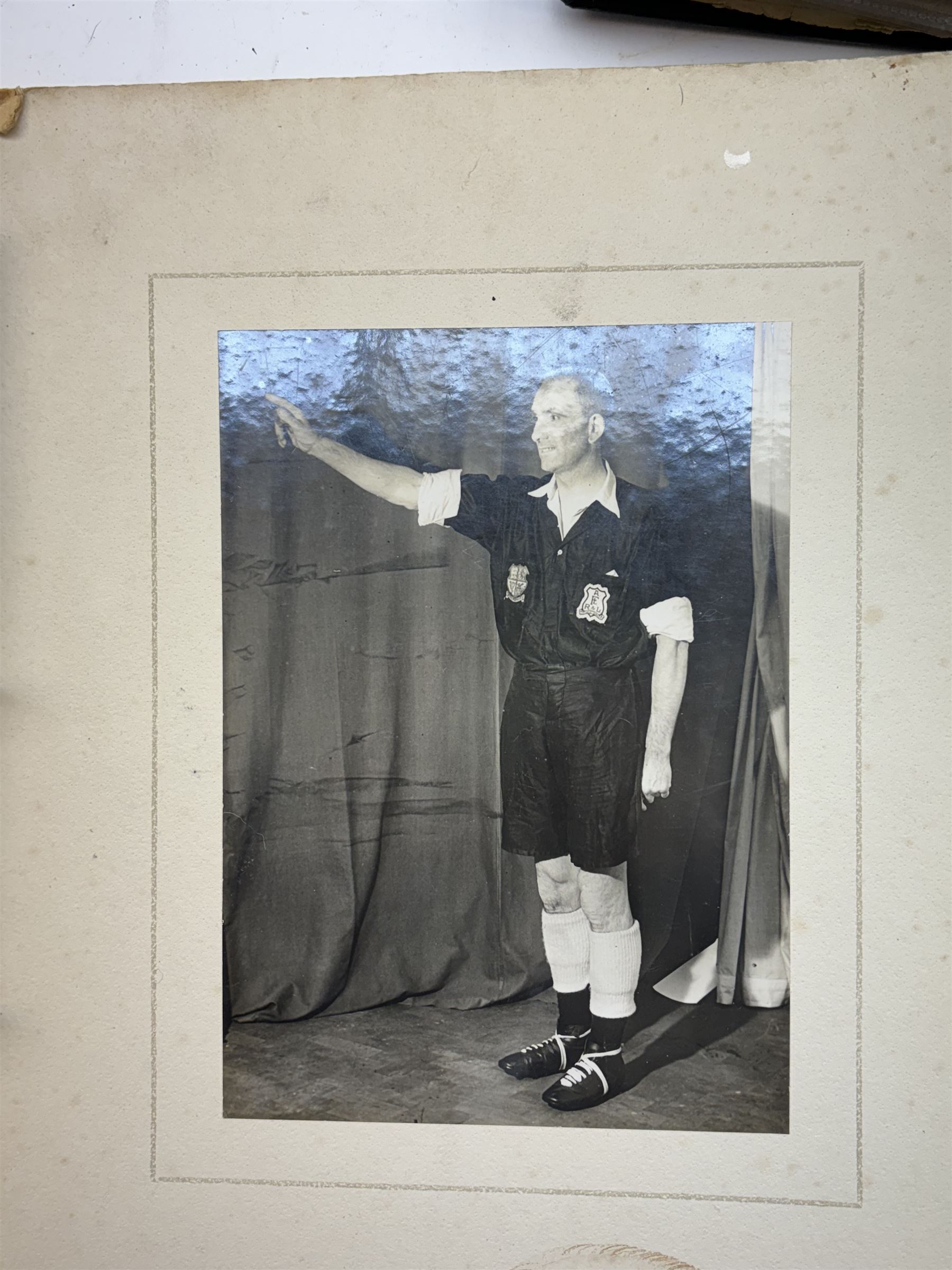 Collection of football memorabilia belonging and relating to the Hull based referee Frank Coultas, including 9ct gold Referee's medal for the 1957 Aston Villa v Manchester United FA Cup Final, inscribed 'The Football Association, F.B Coultas, F.A. Challenge Cup Competition, Final Tie 1957', hallmarked and in original case; the kit worn by him to referee the 1957 FA Cup Final and ephemera relating to the match including photographs, programmes and tickets; together with other football memorabilia collected by Frank Coultas, including programmes, photograph and ticket stubs, with some items relating to the 'Busby Babes'