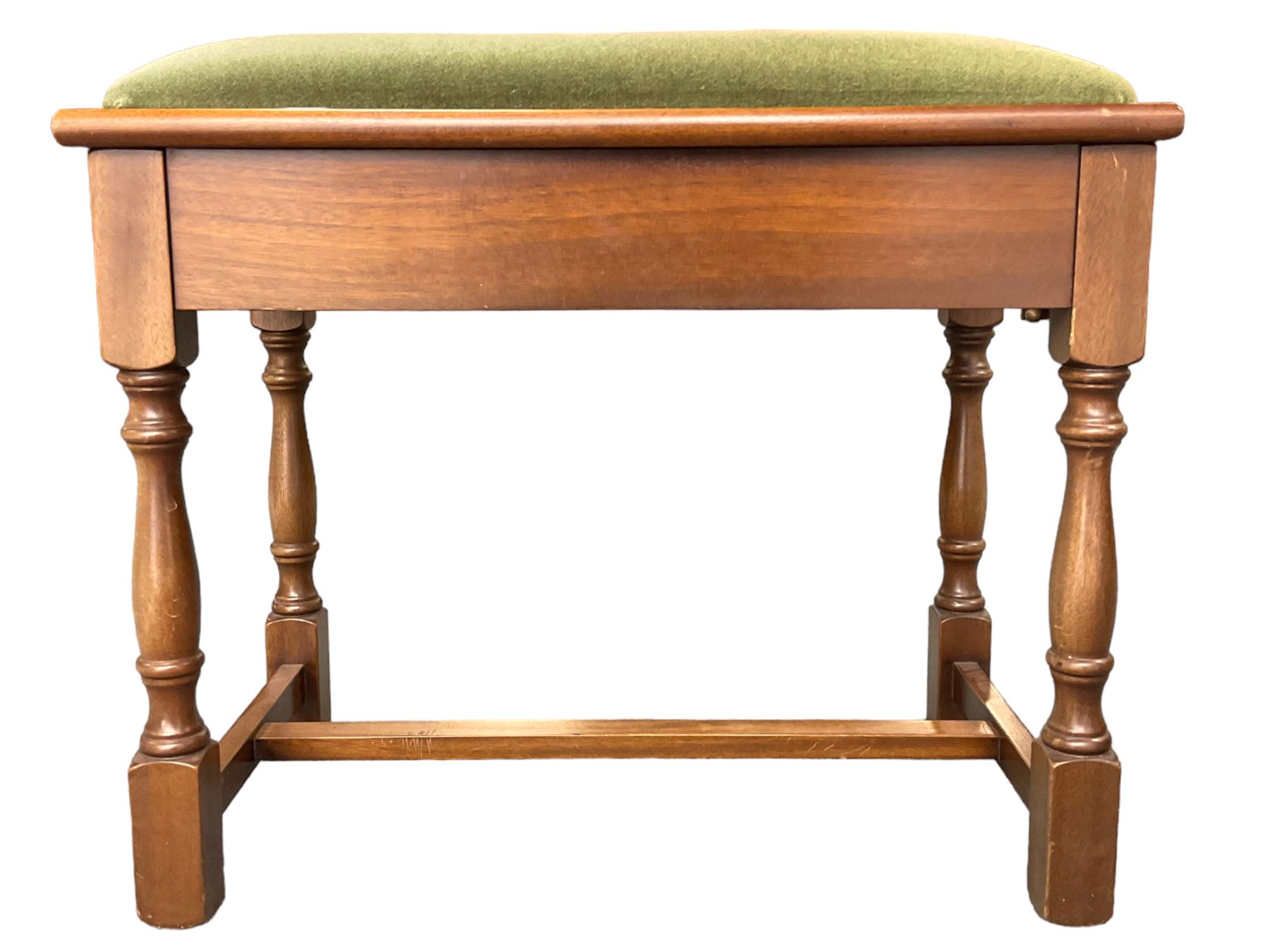 Offenbach - mid-20th century Sapele Mahogany cased upright piano, overstrung iron movement, with stool