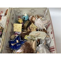 Collection of miniature dolls, furniture and tea wares 