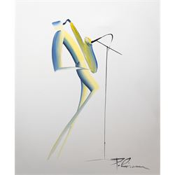 Patrick Ciranna (French 1950-): The Musicians, pair oils on canvas signed 54cm x 45cm (2)