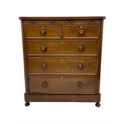 Victorian mahogany chest, fitted with two short and three long drawers, rounded corners