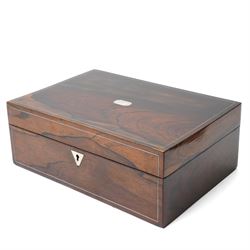 Victorian rosewood sewing box, of quality construction, containing a collection of mainly ...