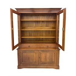 Grange Furniture cherry dresser, two glazed doors above two drawers and two cupboards