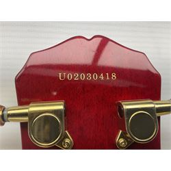 Epiphone Gibson Les Paul electric guitar c2004 with red sunburst finish, serial no.U02030418; L100cm; in fitted hard case