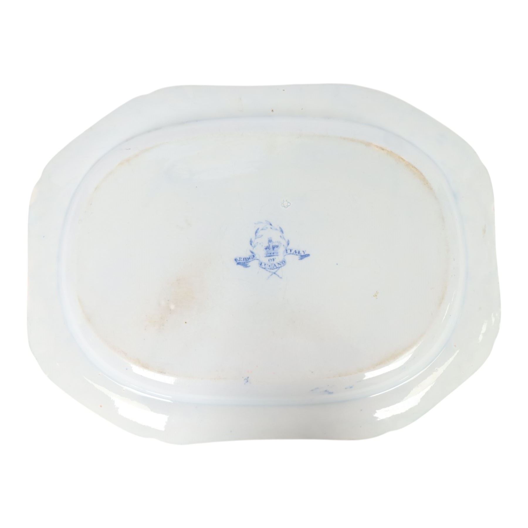 Early 19th century Spode blue and white transfer printed pottery meat plate, decorated in the Bridge of Lucano pattern, circa 1810-1820, with printed and impressed marks beneath, L42cm
