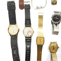 Three automatic wristwatches including Waltham, Lusina and Benrus, manual wind Geneve Skyship and Elgin and other quartz wristwatches including Tissot