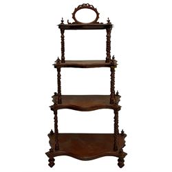 Victorian mahogany etagere, raised oval 