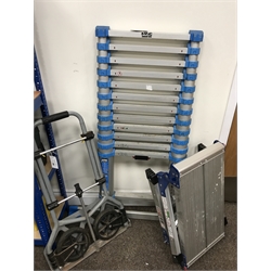 MacAllister telescopic extension ladder (380cm max) a work platform and folding trolley (3)