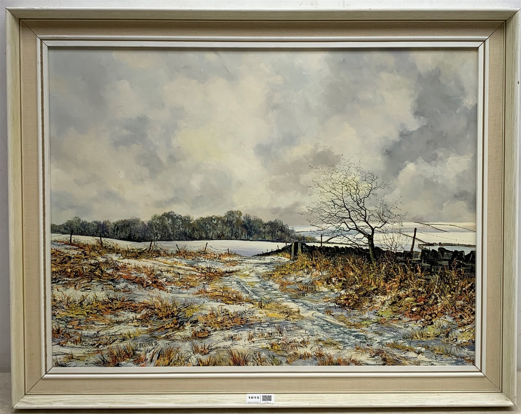 John Freeman (British 1942-): Winter Landscape on the North Yorkshire Moors, oil on board with impasto signed and dated '74, 44cm x 59cm