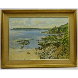  'Plymouth Sound & Breakwater from Bovisand', oil on canvas signed, titled on stretcher by Walter Lambert Bell (British 1904-1983) 49cm x 70cm   
