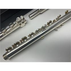 Buffet Crampon Model BC6010 silver plated three-piece flute, serial no.767918; in fitted case with cleaning rod