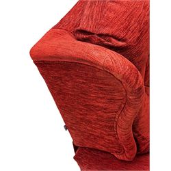 Willowbrook - Hanbury adjustable reclining armchair upholstered in buttoned back wine fabric, head cushion, tray table