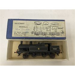 ‘00’ gauge - three kit built steam locomotives comprising GER Class S69/B12 4-6-0 no.1510 finished in GER blue, with McGowan Models box; Aspinall Class 1008 2-4-2T no.50887 finished in BR black, with McGowan Models box; MR/LMS Class 1P 0-4-4T no.1268 finished in LMS black with Craftsman Models box (3) 