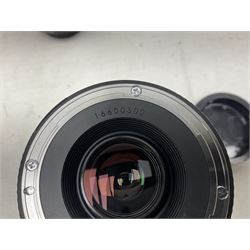 Canon Eos 7D camera body, serial number 3261306344, with 'Canon Ultrasonic EF 24-105mm Macro 0.45m/1.5ft Ultrasonic' Lens, 'Canon Zoom EF 75-300, 1;4-5.6 III' lens and Teleplus Pro 300 lens, together with tripod and original camera box 