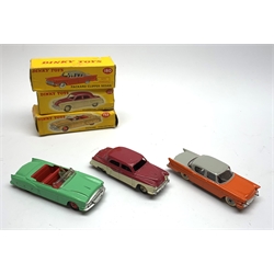 Dinky - Packard Convertible No.132, Packard Clipper Sedan with windows No.180 and Studebaker Land Cruiser No.172, all boxed (3)