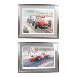 Two limited edition signed motor racing prints, the first by Ray Goldsborough depicting a ...